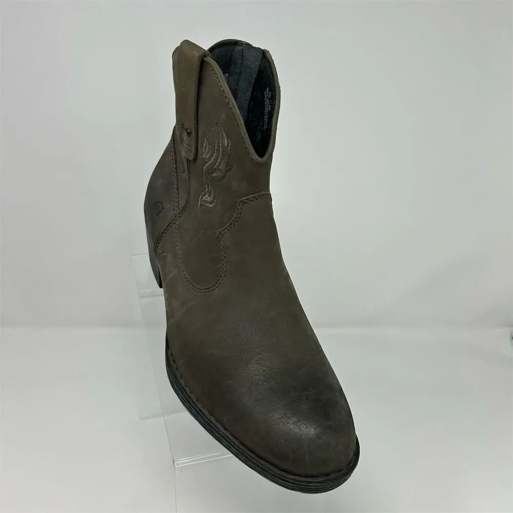 Born Women's Riven Western Ankle Boots Gray Leather Size 10 Embroidered Quality - Picture 4 of 14